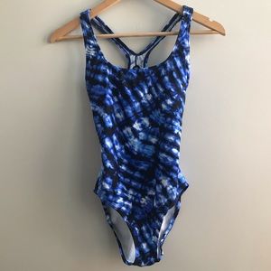 Speedo Blue Tie Dye Ultraback One Piece Size 8